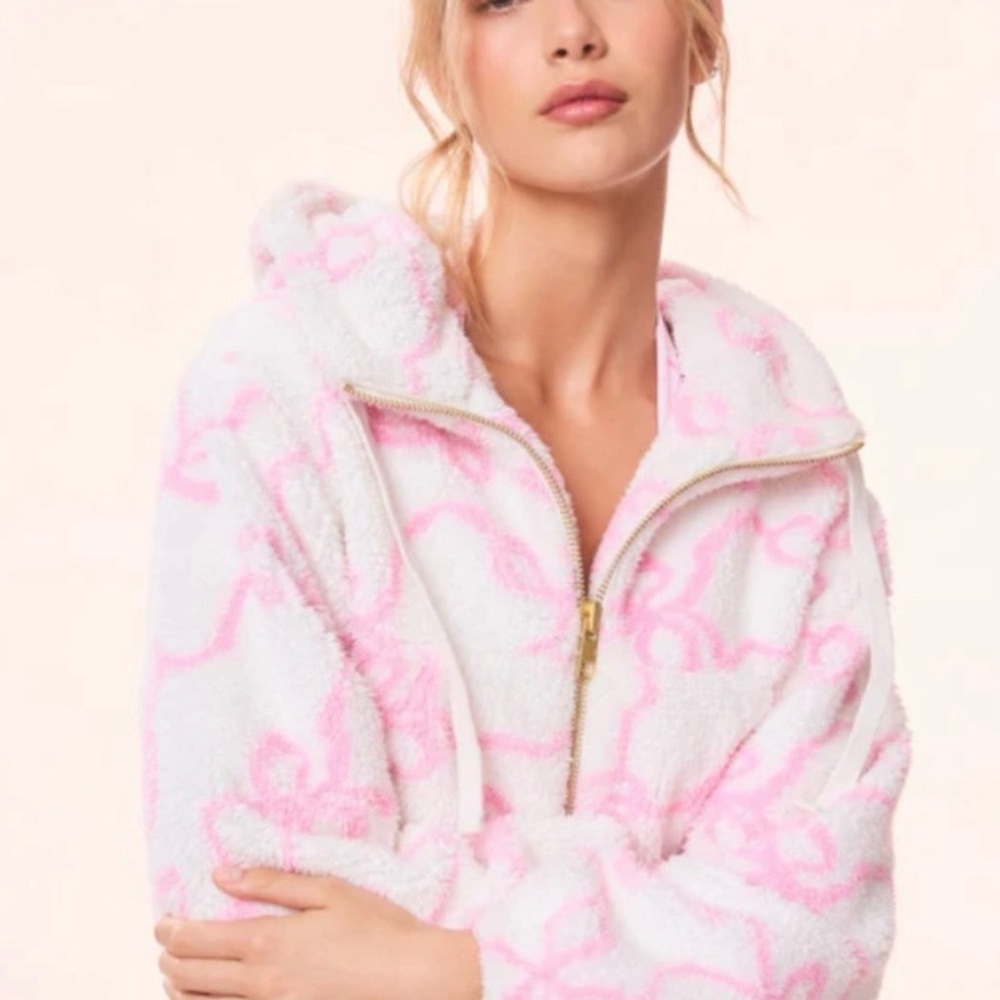 LoveShackFancy Pink and White Teddy Jacket - Picture 3 of 7